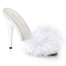 Load image into Gallery viewer, POISE-501F Fabulicious 5 Inch Heel White Satin Fur Sexy Shoe