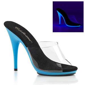 POISE-501UV Fabulicious 5" Heel Clear Neon Blue Sexy Shoes