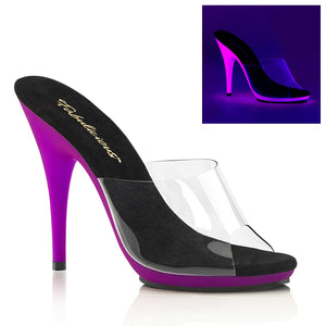 POISE-501UV Fetish 5 Inch Heel Clear & Neon Purple Sexy Shoe