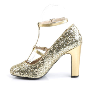 QUEEN-01 Pink Label 4 Inch Heel Gold Glitter Fetish Footwear