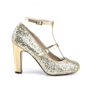 QUEEN-01 Pink Label 4 Inch Heel Gold Glitter Fetish Footwear