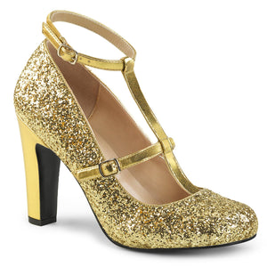 QUEEN-01 Pink Label 4 Inch Heel Gold Glitter Fetish Footwear