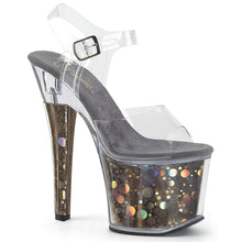 Load image into Gallery viewer, RADIANT-708BHG 7&quot; Heel Clear Gunmetal Hologram Sexy Shoes