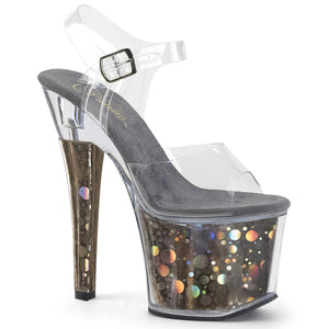 RADIANT-708BHG 7" Heel Clear Gunmetal Hologram Sexy Shoes