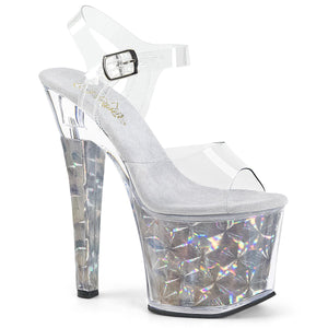 RADIANT-708HHG Pleaser 7" Heel Clear Silver Strippers Shoes