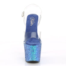 Load image into Gallery viewer, RADIANT-708LG 7&quot; Heel Transparent Blue Glitter Sexy Shoes