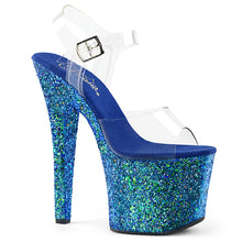 Load image into Gallery viewer, RADIANT-708LG 7&quot; Heel Transparent Blue Glitter Sexy Shoes