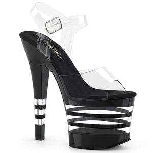 RADIANT-708LN 7" Heel Clear and Black Pole Dancing Platforms