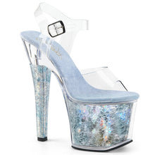 Load image into Gallery viewer, RADIANT-708THG 7&quot; Clear and Baby Blue Pole Dancer Platforms