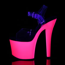 Load image into Gallery viewer, RADIANT-708UV 7&quot; Heel Clear and Neon Hot Pink Strippers Shoe