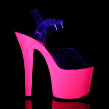 Load image into Gallery viewer, RADIANT-708UV 7&quot; Heel Clear and Neon Hot Pink Strippers Shoe