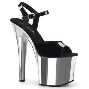 RADIANT-709 7" Heel BlackSilver Chrome Pole Dancing Platform