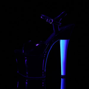 RADIANT-709UVH 7" Heel Black PatentBlue Pole Dancing Shoes