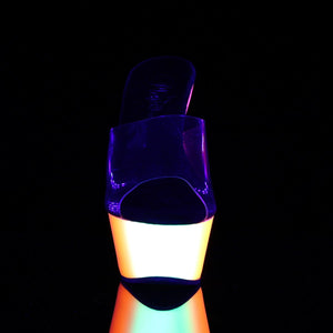 RAINBOW-201UV 6" Heel Clear Neon Multi Pole Dancer Platforms