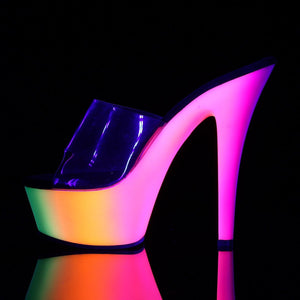 RAINBOW-201UV 6" Heel Clear Neon Multi Pole Dancer Platforms