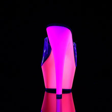 Load image into Gallery viewer, RAINBOW-201UV 6&quot; Heel Clear Neon Multi Pole Dancer Platforms