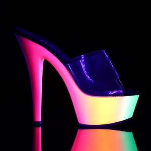 RAINBOW-201UV 6" Heel Clear Neon Multi Pole Dancer Platforms