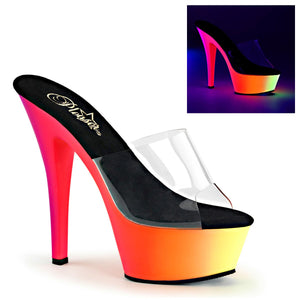 RAINBOW-201UV 6" Heel Clear Neon Multi Pole Dancer Platforms