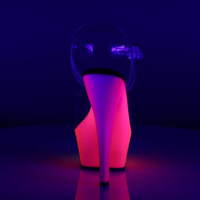 Load image into Gallery viewer, RAINBOW-208UV 6&quot; Heel Clear Neon Multi Pole Dancer Platforms