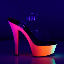 Load image into Gallery viewer, RAINBOW-208UV 6&quot; Heel Clear Neon Multi Pole Dancer Platforms