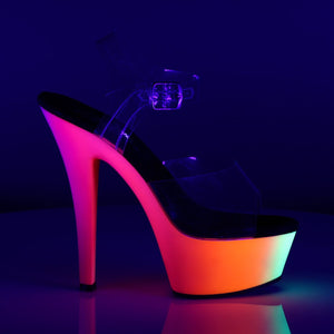 RAINBOW-208UV 6" Heel Clear Neon Multi Pole Dancer Platforms