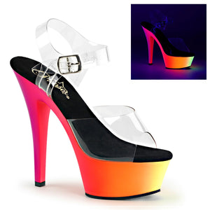 RAINBOW-208UV 6" Heel Clear Neon Multi Pole Dancer Platforms