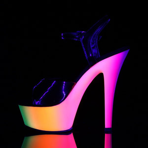 RAINBOW-209UV 6" Heel Black Neon Multi Pole Dancer Platforms