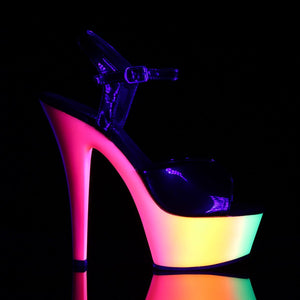 RAINBOW-209UV 6" Heel Black Neon Multi Pole Dancer Platforms