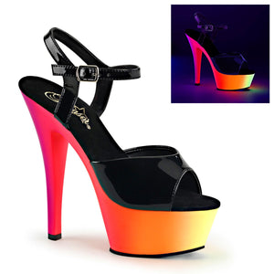 RAINBOW-209UV 6" Heel Black Neon Multi Pole Dancer Platforms