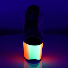 Load image into Gallery viewer, RAINBOW-302UV 7&quot; Heel Clear Neon Multi Pole Dancer Platforms