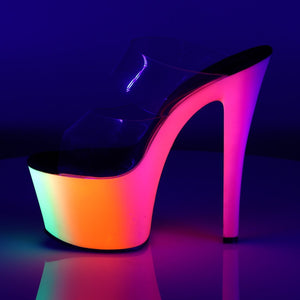 RAINBOW-302UV 7" Heel Clear Neon Multi Pole Dancer Platforms