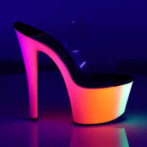 RAINBOW-302UV 7" Heel Clear Neon Multi Pole Dancer Platforms