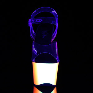 RAINBOW-308UV 7" Heel Clear Neon Multi Pole Dancer Platforms