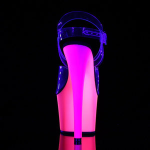 RAINBOW-308UV 7" Heel Clear Neon Multi Pole Dancer Platforms