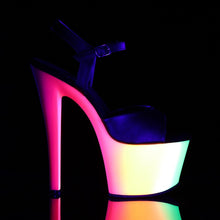 Load image into Gallery viewer, RAINBOW-309UV 7&quot; Heel Black Neon Multi Pole Dancer Platforms