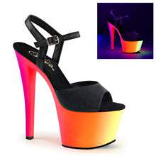 Load image into Gallery viewer, RAINBOW-309UV 7&quot; Heel Black Neon Multi Pole Dancer Platforms