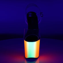 Load image into Gallery viewer, RAINBOW-708UV 7.5&quot; Heel Clear Neon Multi Pole Dancer Shoes