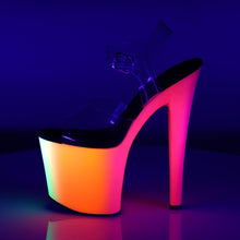 Load image into Gallery viewer, RAINBOW-708UV 7.5&quot; Heel Clear Neon Multi Pole Dancer Shoes