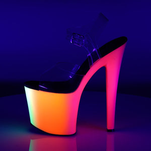 RAINBOW-708UV 7.5" Heel Clear Neon Multi Pole Dancer Shoes