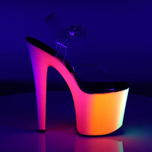 Load image into Gallery viewer, RAINBOW-708UV 7.5&quot; Heel Clear Neon Multi Pole Dancer Shoes