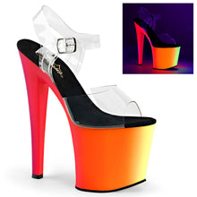 Load image into Gallery viewer, RAINBOW-708UV 7.5&quot; Heel Clear Neon Multi Pole Dancer Shoes