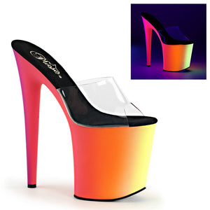 RAINBOW-801UV 8" Heel Clear Neon Multi Pole Dancer Platforms