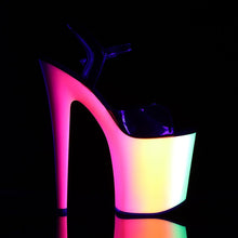 Load image into Gallery viewer, RAINBOW-809UV 8&quot; Heel Black Neon Multi Pole Dancer Platforms