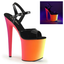 Load image into Gallery viewer, RAINBOW-809UV 8&quot; Heel Black Neon Multi Pole Dancer Platforms