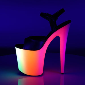 RAINBOW-809UV Pleaser 8 Inch Heel Black Pole Dancer Platform