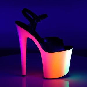 RAINBOW-809UV Pleaser 8 Inch Heel Black Pole Dancer Platform