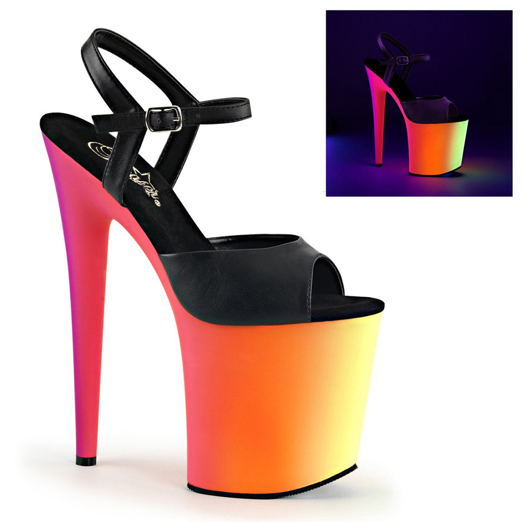 RAINBOW-809UV Pleaser 8 Inch Heel Black Pole Dancer Platform