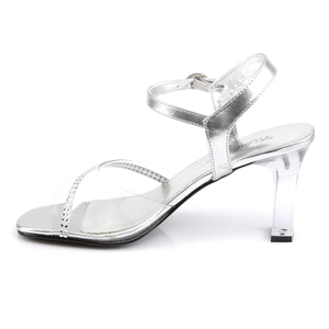 ROMANCE-308R Fabulicious 3" Heel Clear and Silver Sexy Shoes