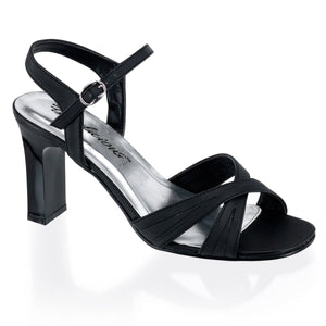 ROMANCE-313 Fabulicious 3 Inch Heel Black Satin Pu Sexy Shoe