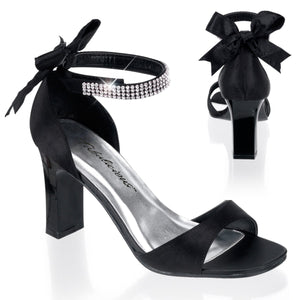 ROMANCE-372 Pink Label 3" Heel Black Satin Fetish Footwear